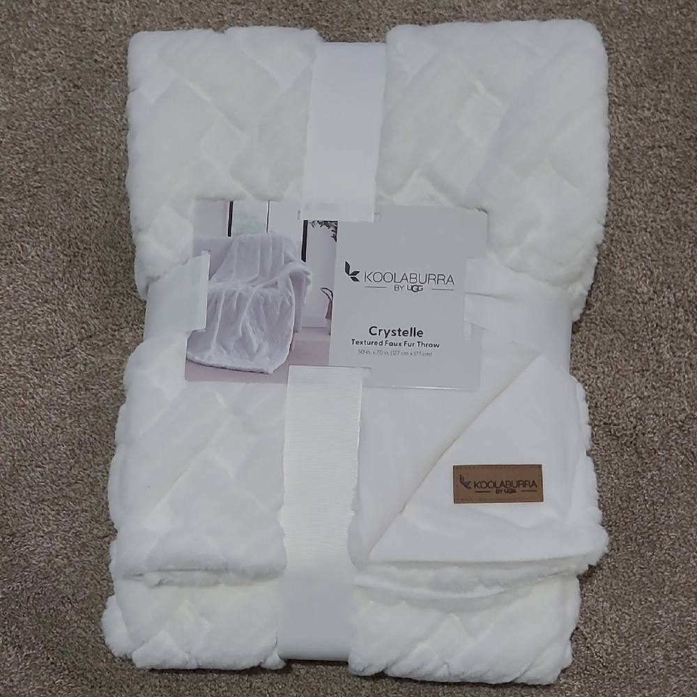 Koolaburra by UGG Crystelle Textured Faux Fur Throw - White